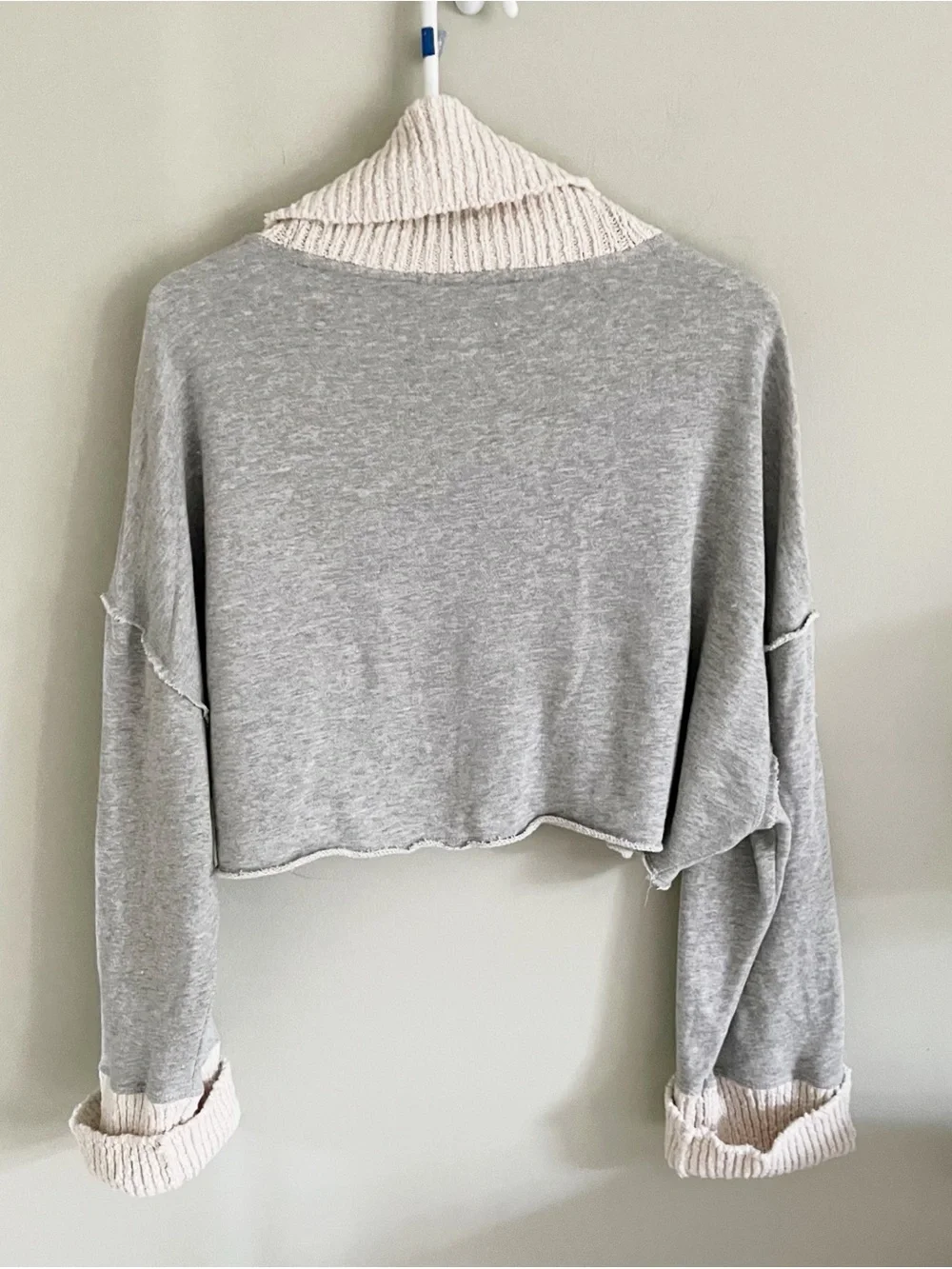 Free People gray cropped sweatshirt with cowl neck